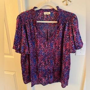 Purple puff sleeve silky blouse Avara
